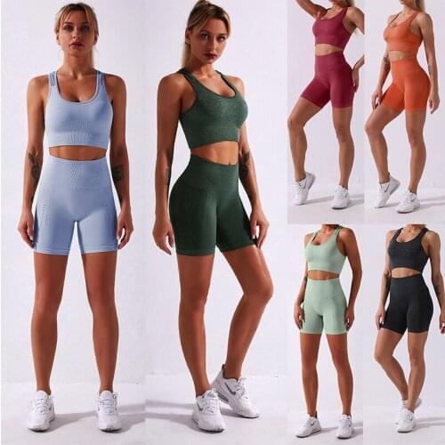 SALSPOR Fitness Women Sets Solid Shockproof Bra High Waist Push Up Shorts Sports Running Bodybuilding Athletics Gym Tracksuit