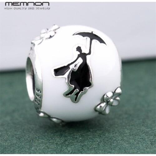 Memnon New silver enamel charms 925 Sterling Silver Silhouette charm Fit beads Bracelets DIY for women Christmas Jewelry making