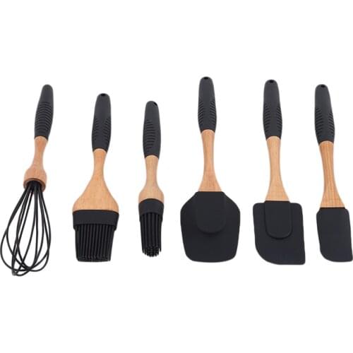 Silicone Wood Soup Spoon Spatula Brush Scraper Pasta Gloves Egg Beater Kitchen Cooking Tools Kitchenware