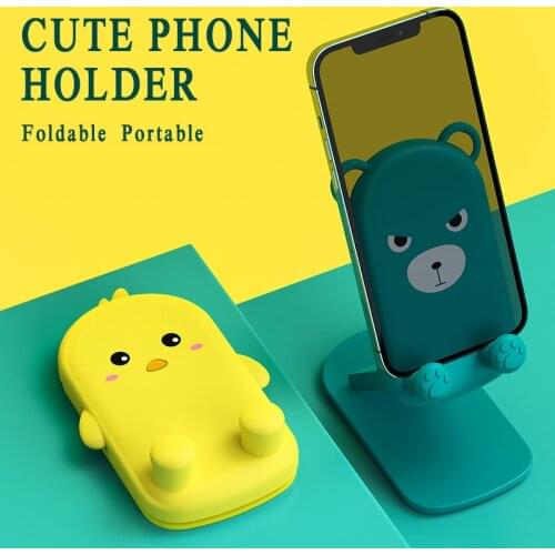 Cute Foldable 3D Cartoon Phone Holder for iPhone 12 X iPad Samsung Huawei XiaoMi Universal Desk Portable Lazy Mobile Phone Stand