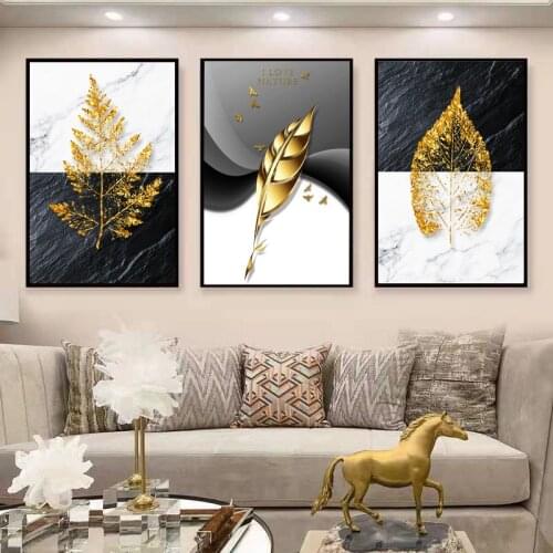 Modern Minimalist Light Luxury Abstract Gold Leaf Nordic Living Room Decoration Painting Bedroom Room Background Wall Painting