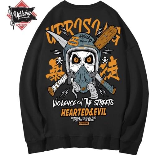 Hoodies, Sweatshirts uprising music street Street dance Hip hop Loose Round neck long sleeve Sweatshirts Sword Gas mask Hoodies