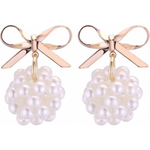 TONGKWOK Bohemia Exaggeration Dangle Earrings For Women Silk Thread Tassel Pearl Long Chandelier Earrings #131127