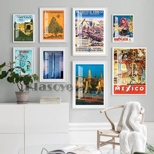 Reprint Vintage Travel Poster Thailand Mexico Florida London Austria Israel New York San Francisco City Print Picture Home Decor