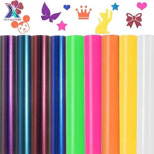 XFX HTV Cricut 9 Sheets 12 X 10 Inch Heat Transfer Vinyl Luminous HTV Chameleon Iron on Vinyl Craft Film Bundle for T-Shirt DIY