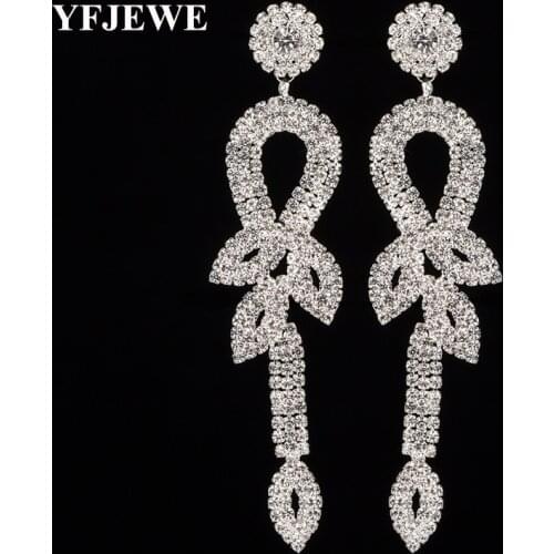 YFJEWE New brand design Statement Fashion Long Drop Earrings for Women Bridal Wedding Crystal Factory Price Earrings Femme E418