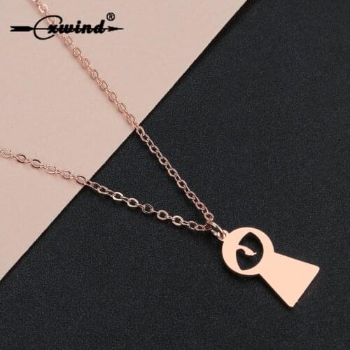 Cxwind Fashion Stainless Steel Eye Chain Necklace Hollow Eye Pendant Necklaces for Women Geometric Pendant Jewelry Gift