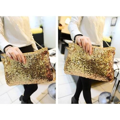 Women Wallet Glitter Sequins Handbag Messenger Bag Sparkling Party Evening Envelope Clutch Bag Wallet Tote Purse Shoulder Bag