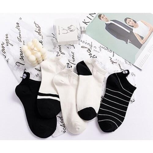 1Pcs Embroidery Kawaii Panda Summer Thin Breathable Sox Cotton Cute Socks Short Sox for Women Shallow Mouth Cotton Sock for Men