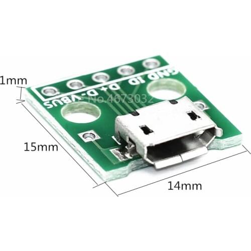 100pcs MICRO USB To DIP Adapter 5pin Female Connector B Type PCB Converter Breadboard USB-01 Switch Board SMT Mother Seat