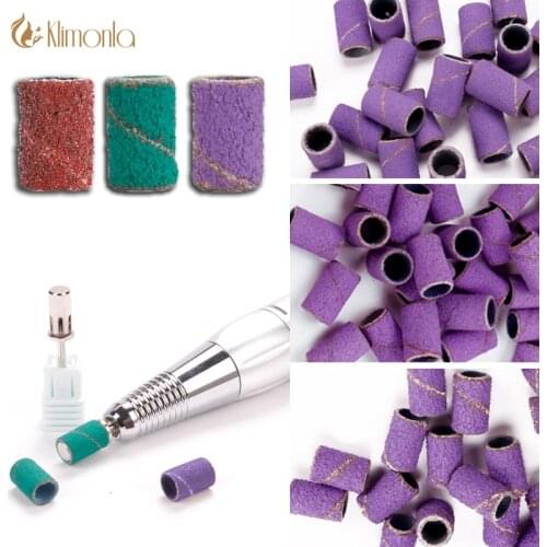 100pcs/bag Sanding Band Rings 180/120/80 Grit Manicure Polishing Grinding Nail Drill Bit Accessories Sandpaper Nail Art Tools