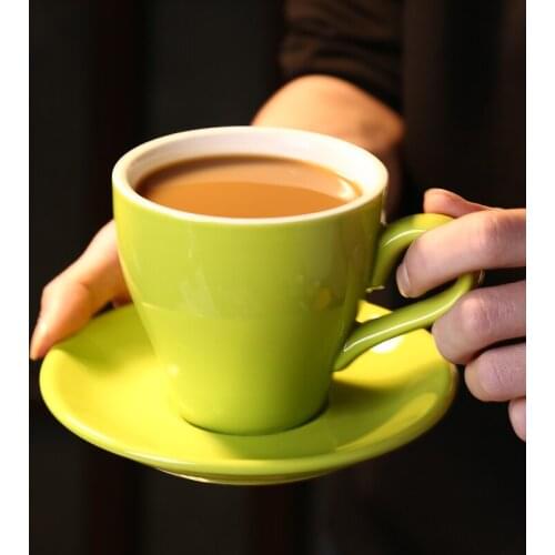 280ml Ceramic Color Glaze Competition Garland cup Fancy Latte Cup Coffee Cup Tulip Wide Mouth Cup and Saucer Set