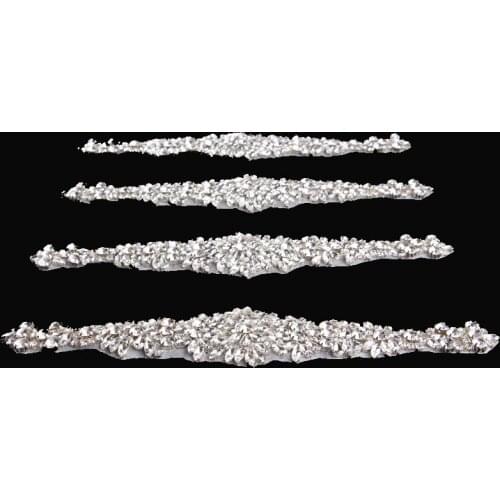 30pcs/lot)Chic Handmade Crystal Diamond Rhinestone Appliques Patch Hot Fix Beaded Trim For Girl Wedding Headbands Bridal Belt
