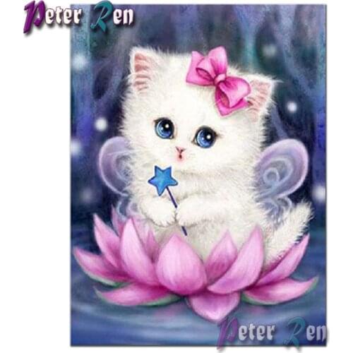 5d diamond painting animal kitten full square or round diamond embroidery white cat DIY mosaic rhinestone picture home decor art