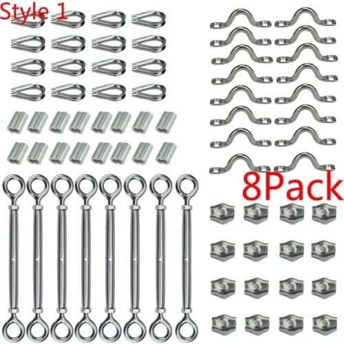Wire Rope Steel Cable Railing Kits Wire Rope Cable Crimping Sleeves Thimble Railing Decking Picture Hanging Kit 8pack/ 16pack