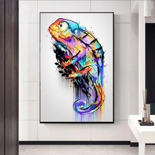 Abstract Animal Personality Color Canvas Paintings Chameleon Wall Art Home Decor Posters and Prints Modern Living Room Artwork