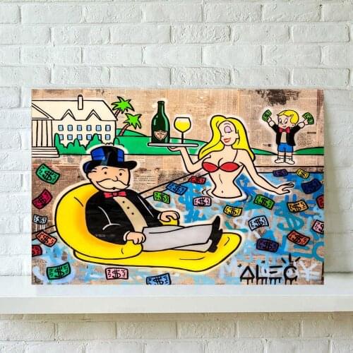 Alec Monopolys Vacation Abstract Wall Art Oil Painting Poster Canvas Painting Print Pictures for Living Room Home Decor
