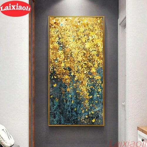 Golden Leaf Restaurant Picture Full Square round drill 5D Diamond painting Embroidery Mosaic Cross Stitch Rhinestone decoration