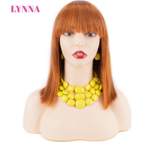 Brazilian Orange hair Bob Human Hair Wigs Short Human Hair Wigs with Bangs Straight Hair Wig for Black Women with Free Shipping