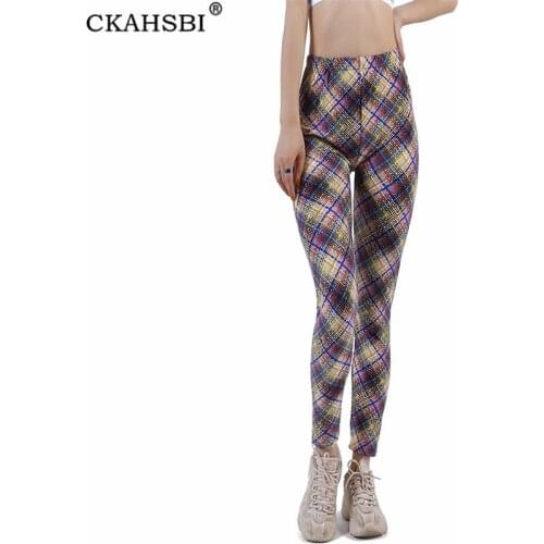 CKAHSBI 2021 Sexy Colorful Grid Yoga Pants Fitness Sports Leggings Female Running Trousers High Waist Clothes Athletic Bottom