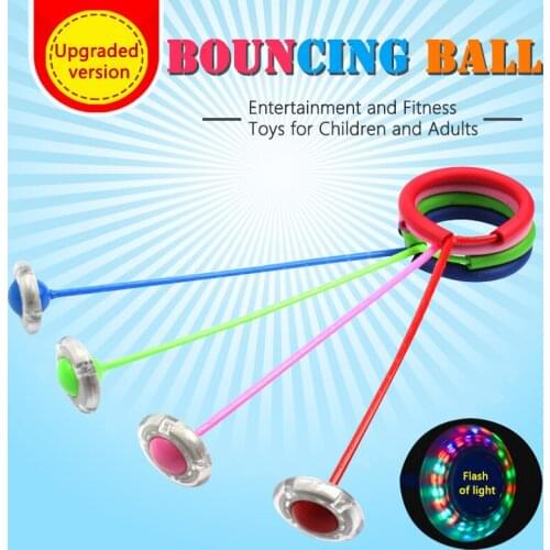 Childrens Bouncing Ball Straight Rod Rotating Ball Flash Jump Adult Fitness Single Leg Turn Ball Jump Ring Ring Glow Toy