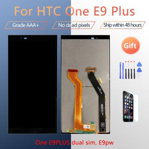 For HTC One E9 plus A55 LCD screen assembly with front case touch glass, E9 plus E9pw LCD Display original Black White
