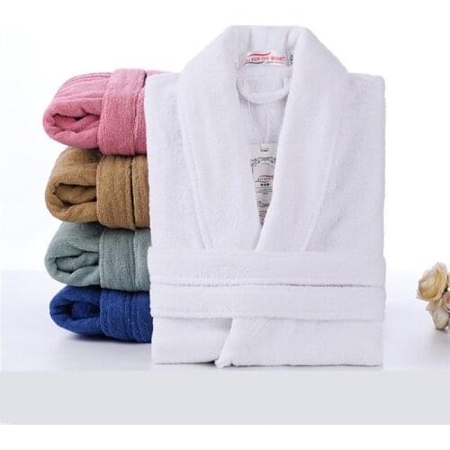 Home Bathrobe 100% Cotton pink Toweling Terry Robe Unisex lovers Soft Bath Robe Men And Women Nightrobe Sleepwear Casual 2020