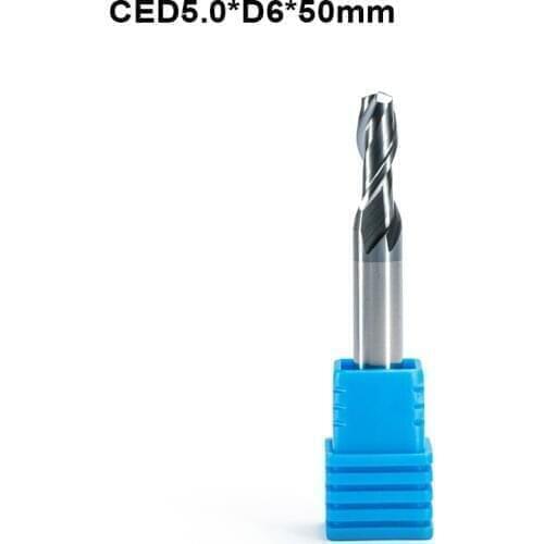 10PC hrc55 two flute end mill long length cnc router bit tungsten carbide CNC milling cutter metal iron steel SHK 6mm CED 5mm