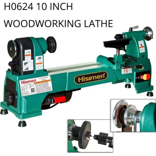 H0624 10-Inch 750W Six-Speed Woodworking Car Lathe High Power Wood Rotary Lathe Cast iron Lathe Pure Copper Wire Induction Motor