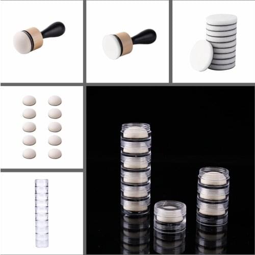 Round Stackable Jars Mini Ink Paints Mixing Blending Tools with Round/domed Foam Refills Set for Paper Card Making Scrapbooking