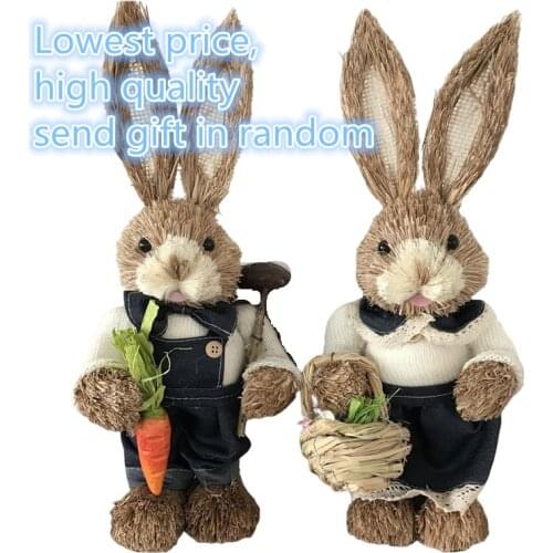 Forest Department Easter straw rabbit,dark blue western cowboy cute home window decoration,shooting props.creative gift,xmas dec