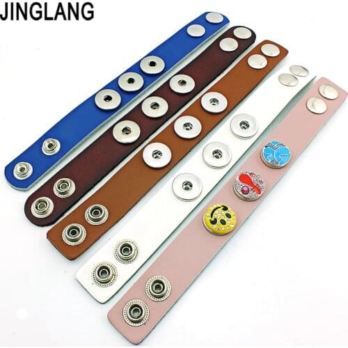 Brand New Charms Bracelets Fashion Interchangeable 18mm Ginger Snap Button Infinity 5 Color Leather Bracelets DIY Jewelry