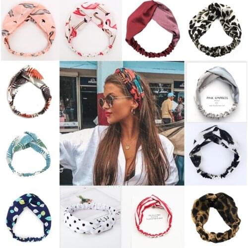 Fashion Women Girls Summer Bohemian Hair Bands Print Headbands Vintage Cross Turban Bandage Bandanas HairBands Hair Accessories