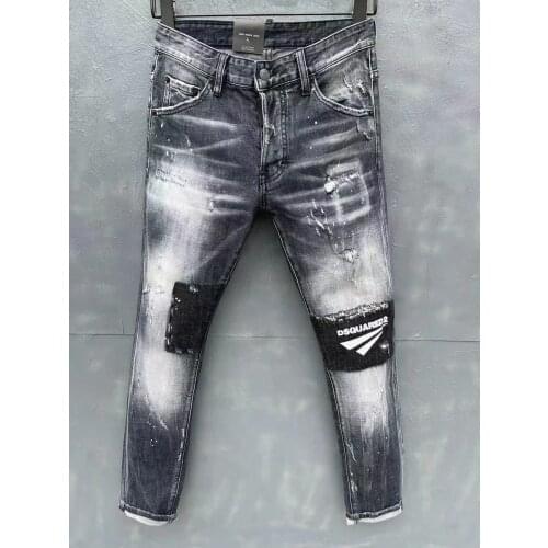 2021 Mens DSQ Hip Hop Distressed Inkjet Hole High Street Jeans 052