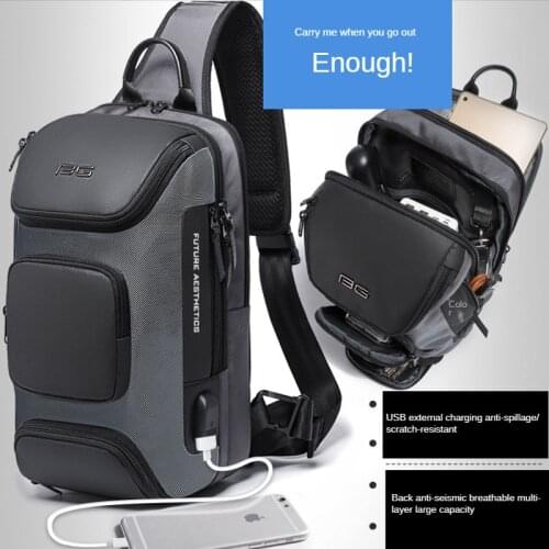 Chest Bag USB Charging Mens Oxford Multifunction Crossbody Bag Anti-Theft Shoulder Bags Short Trip Messenger Handbag
