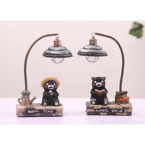 Japanese Bear Night Light Cute Animal Resin Lamp Childrens Bedroom Decorative Lamp Table Kids Night Lights Bear Table Lamp