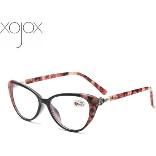 XojoX Fashion Anti-blue light Reading Glasses Women Vintage Cat Eye Hyperopia Glasses Clear Lens Prescription Diopter +1.5 2.0