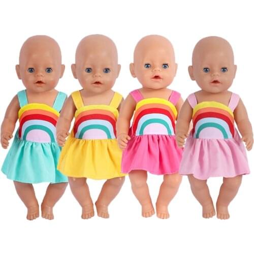 18 Inch Doll Clothes Rainbow Dress American Girl Doll Accessories 43 cm Reborn Born Girl Gifts Customized Supplies Drop Shipping