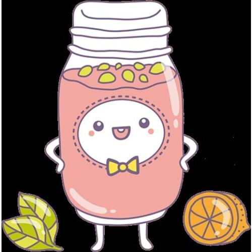 Beverage Pink Fruit Juice Patch Iron on Transfer Cartoon Bottle Patches for Kids Clothing Applique Heat Transfer Vinyl Sticker