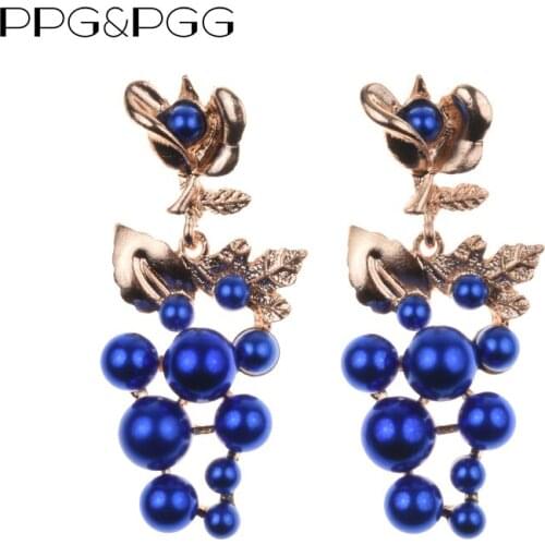 PPG&PGG Simulated Pearl Beads Grapes Drop Dangle Earrings Wholesale Charm Statement Earrings For Women Bijoux Fashion Jewelry