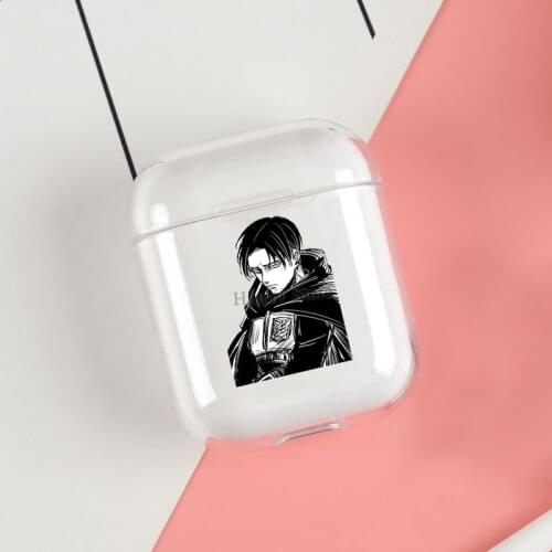 Attack on titan Levi Ackerman Clear Cases For Apple Airpods 1 2 Earphone Bluetooth Wireless Cover For Airpods 2 1 Coque