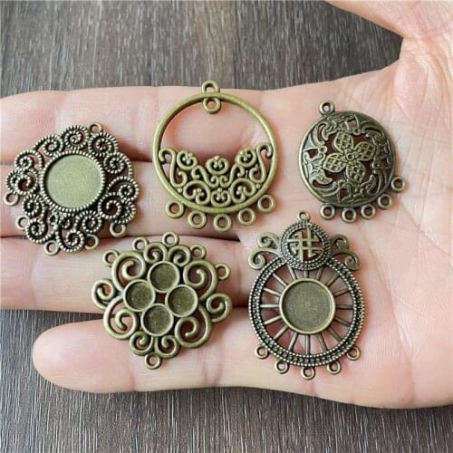 JunKang 10pcs all kinds of ancient silver bronze 5 hole dream catcher buckle DIY handmade necklace connector wholesale jewelry