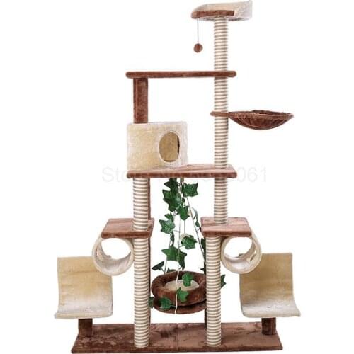 Cat climbing frame cat litter shelf scratching cat toy crawling frame four seasons with nest vines cat climbing high