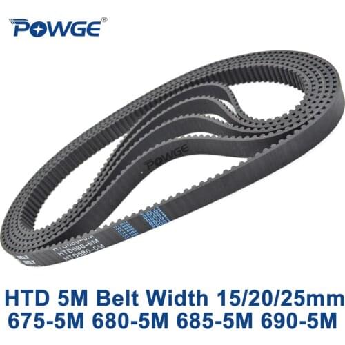 POWGE HTD 5M Timing belt C=675/680/685/690 width 15/20/25mm Teeth 135 136 137 138 HTD5M synchronous Belt 675-5M 680-5M 690-5M