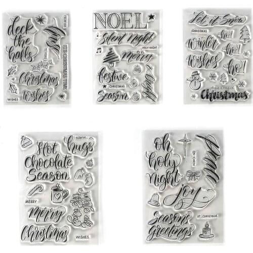 Christmas Series "Let it snow" Words Transparent Silicone Clear Stamps For Scrapbooking DIY Craft Decoration Soft Stamp Photo