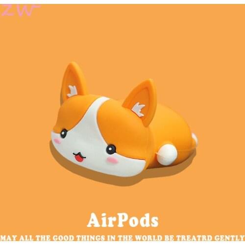 Cute 3D Corgi Cover For Apple Airpods 1 2 Silicone Wireless Bluetooth Headphone Case Protective Case For Airpods Pro Cat Dog