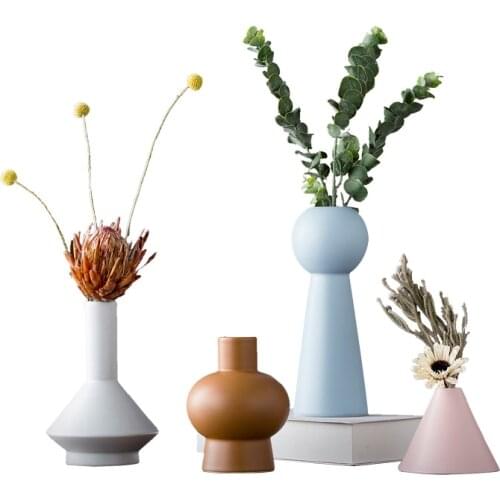 Scandinavian Morandi Ceramic Vase Tabletop Art Flower Arrangement Dry Flower Vases Fashion Wedding Home Decoration Accessories