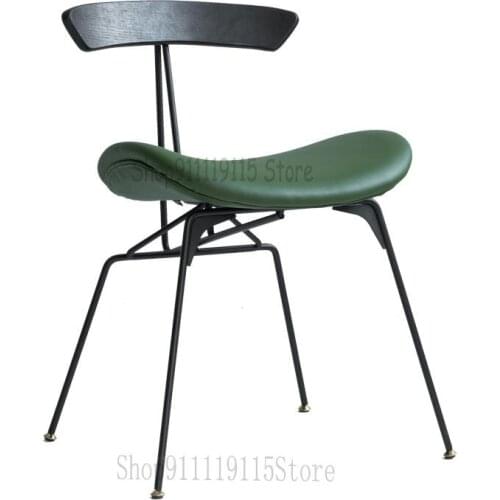 Nordic Industrial Style Household Dining Chair Iron Pu Light Luxury Armchair Simple Modern Retro Loft Designer Stool