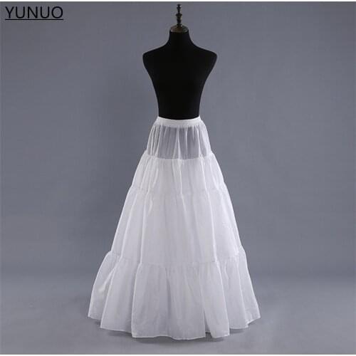 YUNUO 3 Hoops White A Line Wedding Petticoats Long Bridal Underskirt Crinoline Wedding Accessories