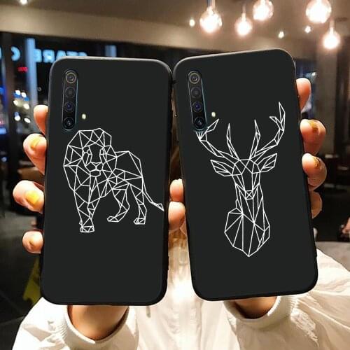For OPPO Realme C 2 3 11 12 15 17 Q XT X2 X50 5 6 S X 7 i Pro Phone Case Lineart Lion Deer Elephant Silicone Protective Sleeve